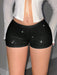 Sweetina Pantalones cortos casuales de cintura baja, brillantes para mujer - Quierox - Tienda Online
