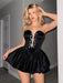Sweetina Vestido mini ajustado con escote bandeau, con lazo y estampado floral - Quierox - Tienda Online