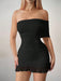 Sweetina Vestido mini asimétrico ajustado con hombros descubiertos de malla - Quierox - Tienda Online