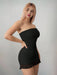 Sweetina Vestido mini asimétrico ajustado con hombros descubiertos de malla - Quierox - Tienda Online