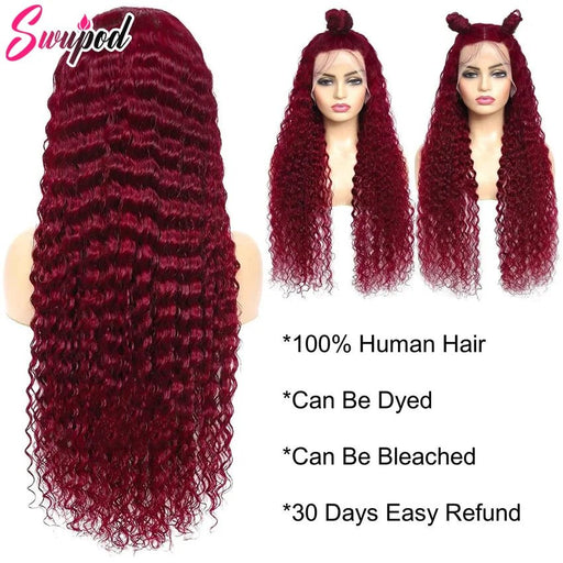 Swupod Peluca roja con ondas con malla frontal 13X4 de 250% de densidad y 26 pulgadas - Quierox - Tienda Online