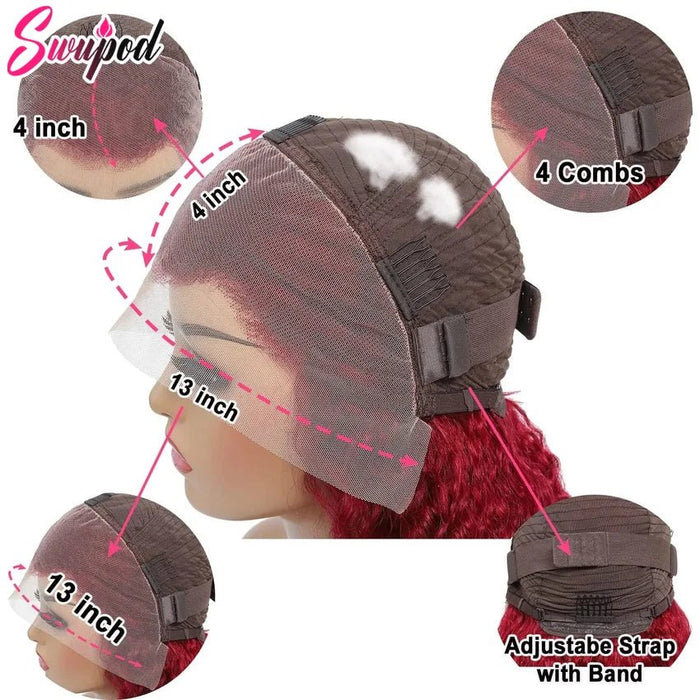 Swupod Peluca roja con ondas con malla frontal 13X4 de 250% de densidad y 26 pulgadas - Quierox - Tienda Online