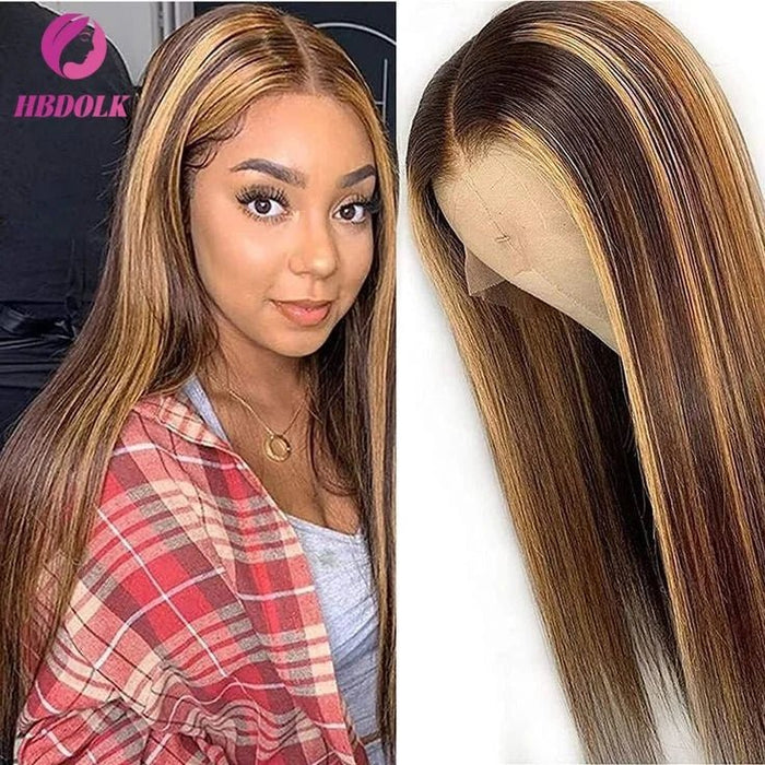 Swupod Peluca rubio miel ombré lacia con malla frontal 13X4 de 250% de densidad y 22 pulgadas - Quierox - Tienda Online