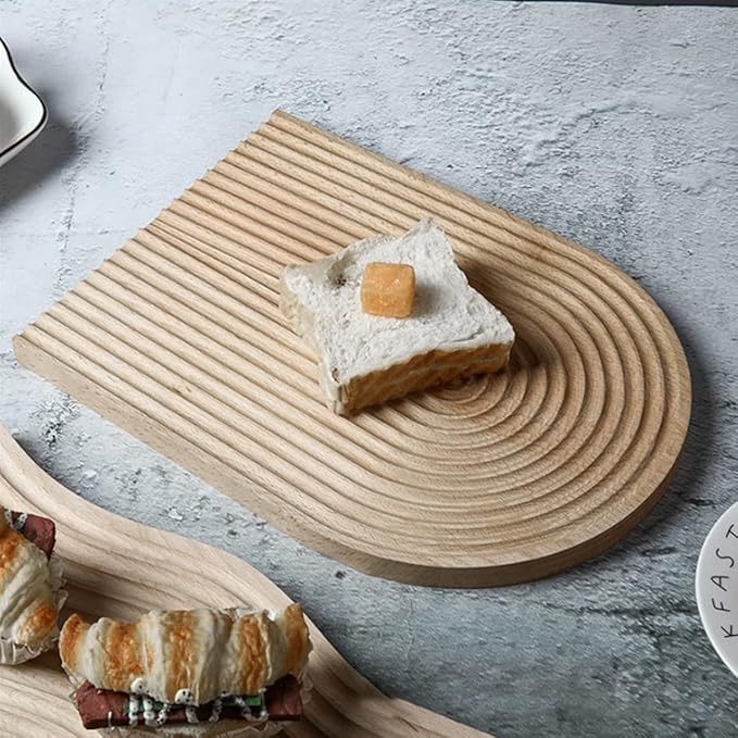Tabla de cortar decorativa de madera, resistente y con forma de onda, ideal para cocina, hogar y regalo - Quierox - Tienda Online