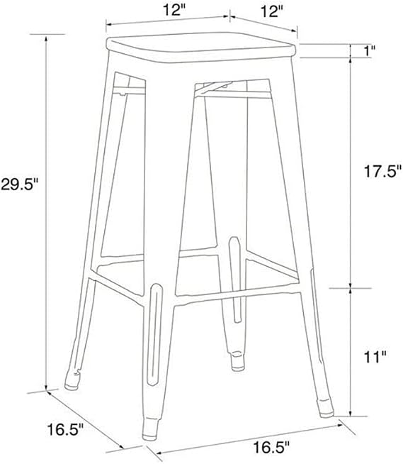 Taburete de bar DHP Fusion Metal sin respaldo de 76 cm con asiento de madera, acabado de metal envejecido - Quierox - Tienda Online