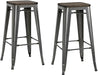 Taburete de bar DHP Fusion Metal sin respaldo de 76 cm con asiento de madera, acabado de metal envejecido - Quierox - Tienda Online