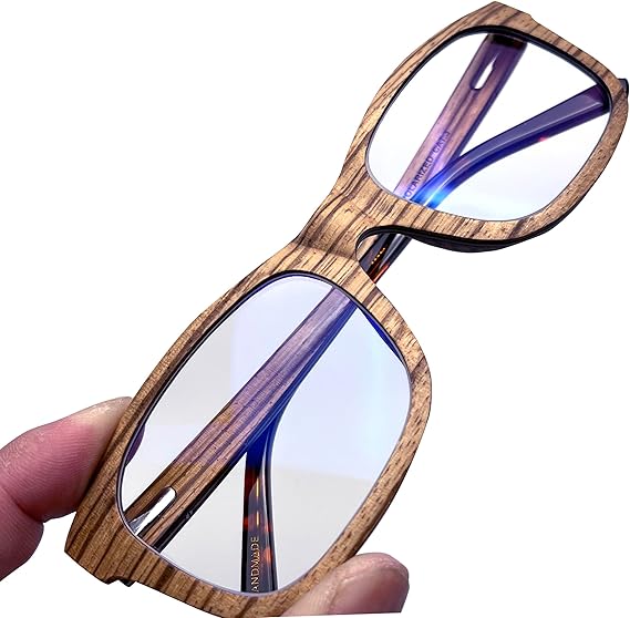 TAKEMOTO Lentes de resina real con bloqueo de luz azul de madera de tamaño XXL - Quierox - Tienda Online