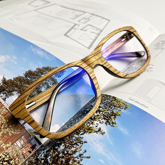 TAKEMOTO Lentes de resina real con bloqueo de luz azul de madera de tamaño XXL - Quierox - Tienda Online