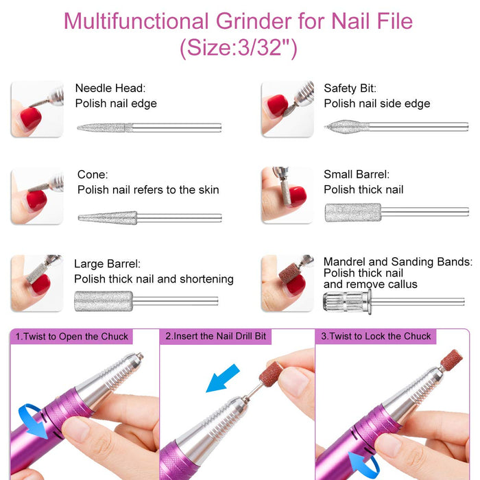 Taladro de uñas de 30000 RPM, máquina de lima de uñas eléctrica profesional de manicura - Quierox - Tienda Online