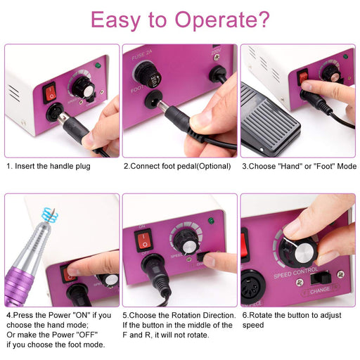 Taladro de uñas de 30000 RPM, máquina de lima de uñas eléctrica profesional de manicura - Quierox - Tienda Online