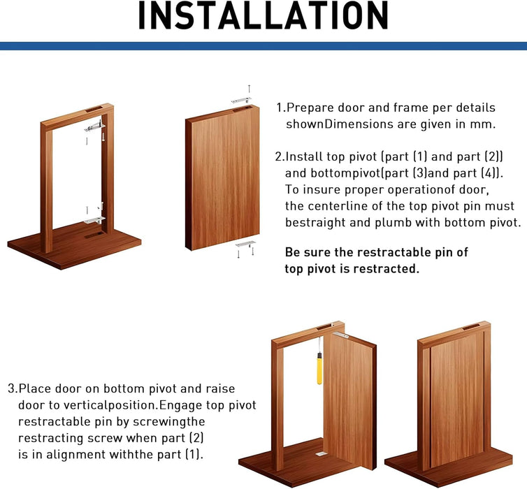 TamBee Bisagras pivotantes de acero inoxidable con eje de 360 grados para puertas - Quierox - Tienda Online