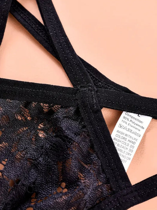 Tangas Con Corte De Encaje Floral Liso, Bragas Íntimas Cómodas - Quierox - Tienda Online