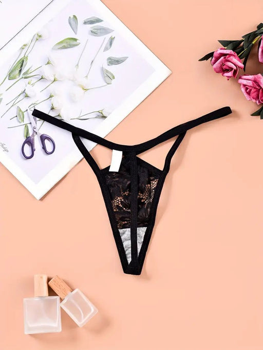 Tangas Con Corte De Encaje Floral Liso, Bragas Íntimas Cómodas - Quierox - Tienda Online