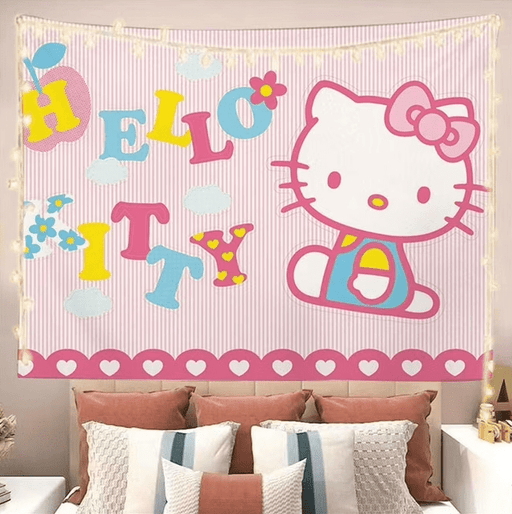 Tapiz HOEMLIN de Sanrio Hello Kitty con bonito fondo, tapiz de anime kawaii para colgar en la pared - Quierox - Tienda Online