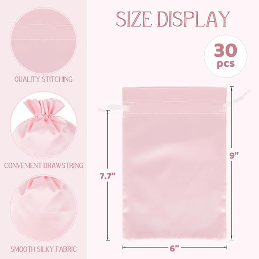 Tapleap Bolsas de regalo de tela de satén rosa, 30 piezas de 6 x 9 pulgadas con cordón, para bodas, cumpleaños, fiestas - Quierox - Tienda Online