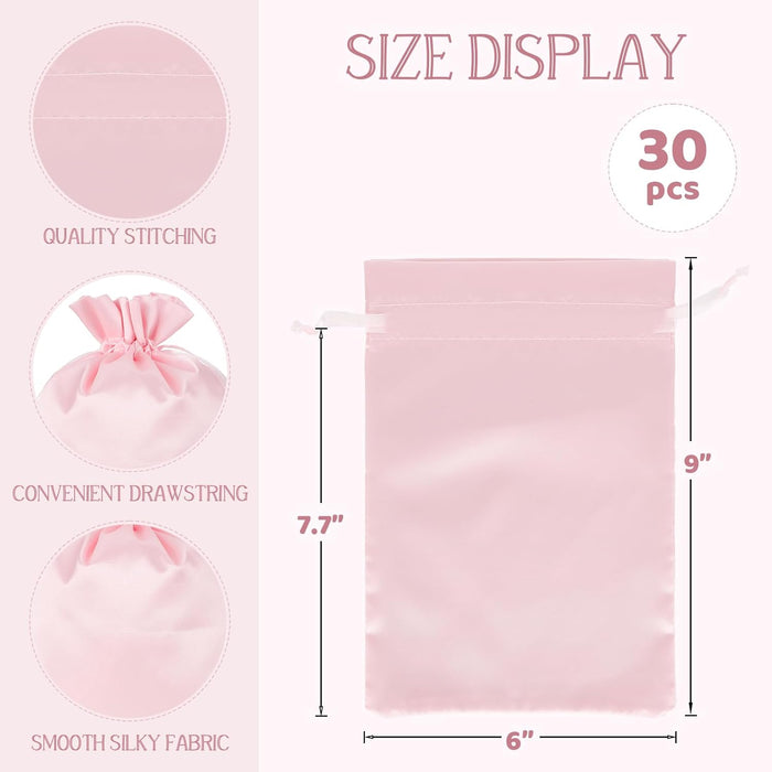 Tapleap Bolsas de regalo de tela de satén rosa, 30 piezas de 6 x 9 pulgadas con cordón, para bodas, cumpleaños, fiestas - Quierox - Tienda Online