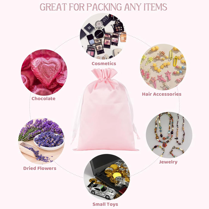 Tapleap Bolsas de regalo de tela de satén rosa, 30 piezas de 6 x 9 pulgadas con cordón, para bodas, cumpleaños, fiestas - Quierox - Tienda Online