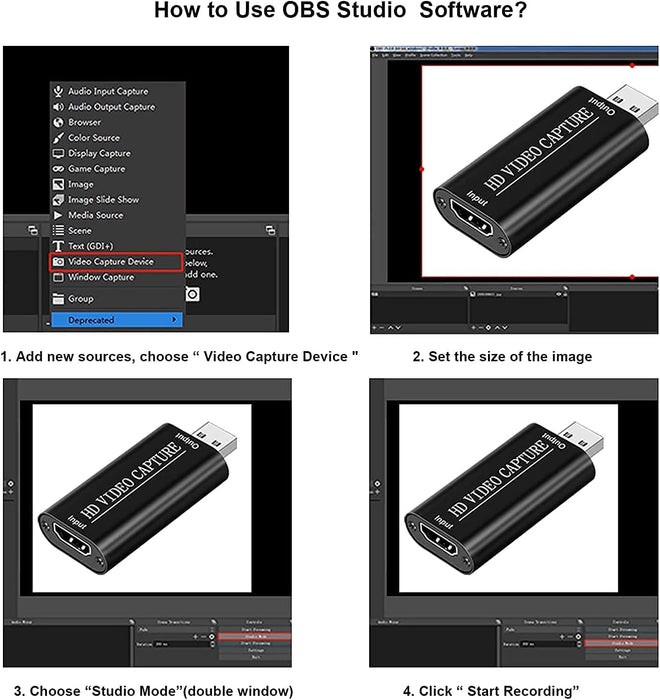 Tarjeta de captura de video, 4K HDMI a USB tarjeta de captura Full HD 1080P para transmisión en vivo - Quierox - Tienda Online