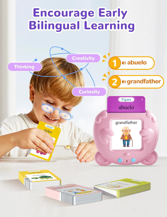 Tarjetas didácticas parlantes en español e inglés para niños pequeños, 510 palabras de uso frecuente - Quierox - Tienda Online