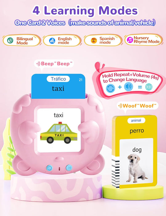 Tarjetas didácticas parlantes en español e inglés para niños pequeños, 510 palabras de uso frecuente - Quierox - Tienda Online