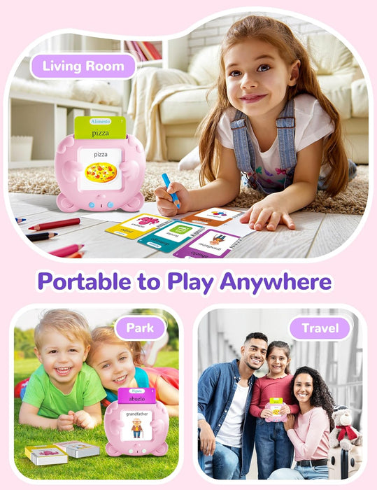 Tarjetas didácticas parlantes en español e inglés para niños pequeños, 510 palabras de uso frecuente - Quierox - Tienda Online