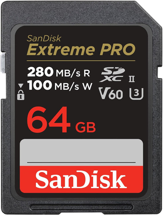 Tarjetas SD SanDisk Extreme PRO V60 UHS - II de 64 GB, 280/100 MB/s - Quierox - Tienda Online