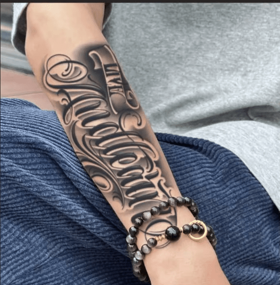 Tatuaje temporal impermeable para brazo con fuente redondeada, de larga duración - Quierox - Tienda Online