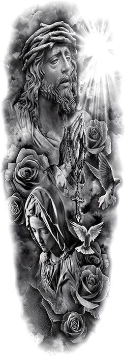 Tatuajes temporales impermeables de Jesús Misericordioso para brazo completo para hombres - Quierox - Tienda Online