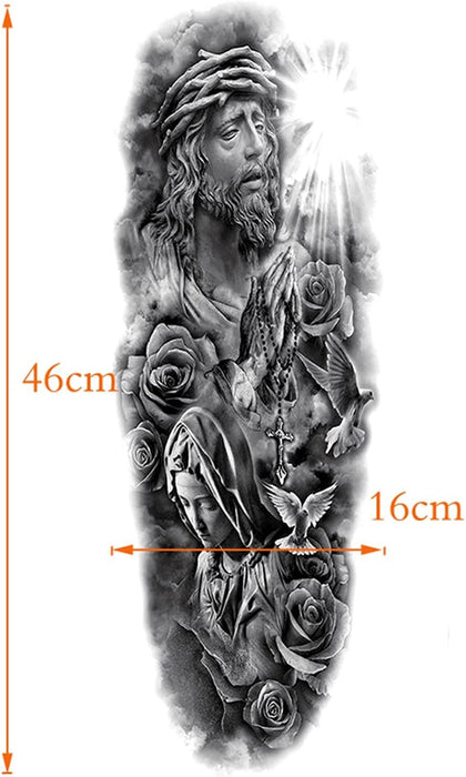 Tatuajes temporales impermeables de Jesús Misericordioso para brazo completo para hombres - Quierox - Tienda Online