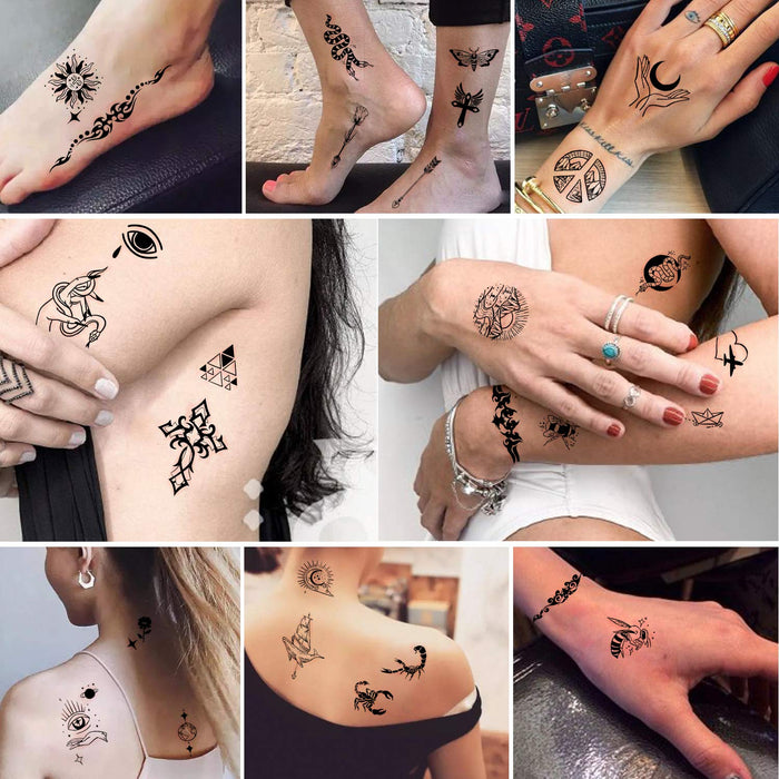 Tatuajes temporales impermeables Yazhiji: 60 hojas de pequeños tatuajes falsos - Quierox - Tienda Online