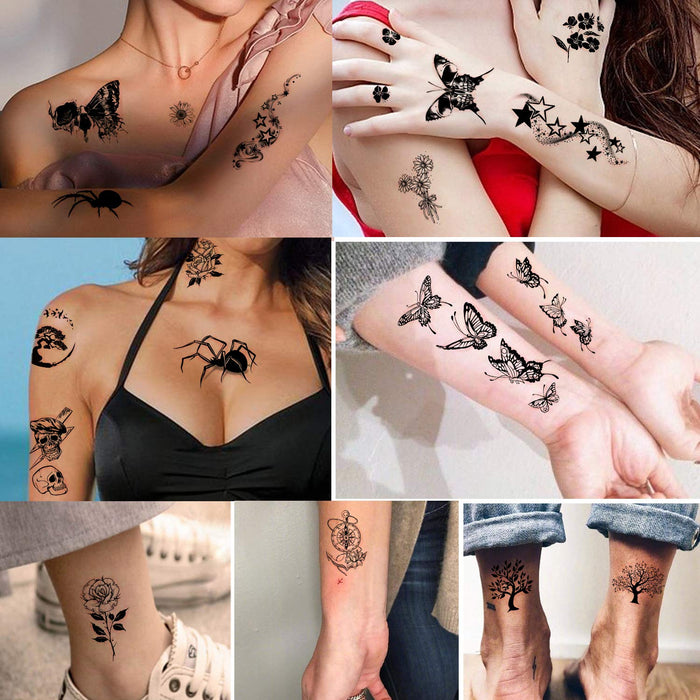 Tatuajes temporales impermeables Yazhiji: 60 hojas de pequeños tatuajes falsos - Quierox - Tienda Online