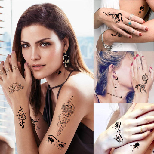 Tatuajes temporales impermeables Yazhiji: 60 hojas de pequeños tatuajes falsos - Quierox - Tienda Online