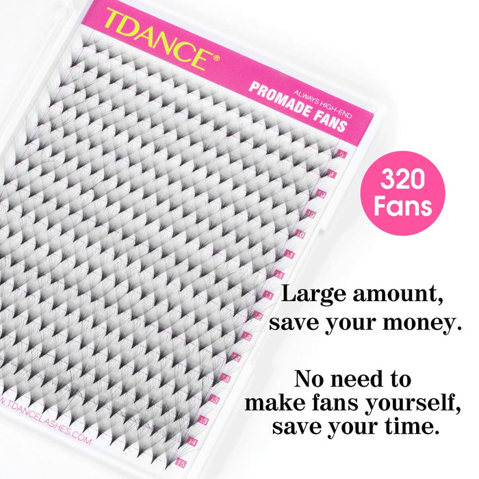 TDANCE 320 pestañas tipo ventiladores 16 líneas de volumen prefabricados - Quierox - Tienda Online