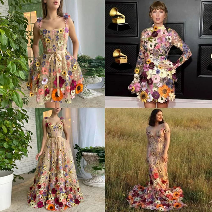 Tela de encaje bordada con flores de girasol en 3D para vestido de fiesta de dama - Quierox - Tienda Online