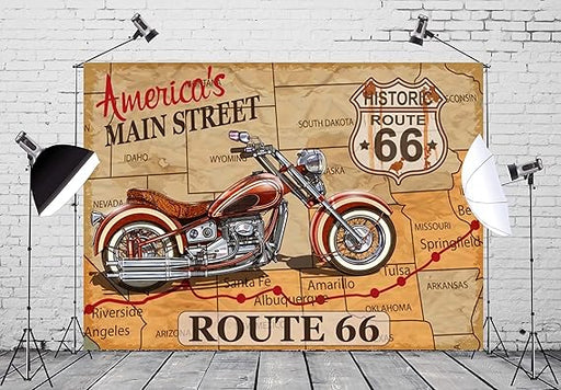Telón de fondo vintage de tela, histórica ruta de Estados Unidos 66 - Quierox - Tienda Online
