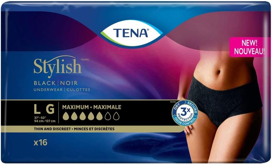 Tena Elegante ropa interior negra máxima absorción, grande, 16 unidades - Quierox - Tienda Online