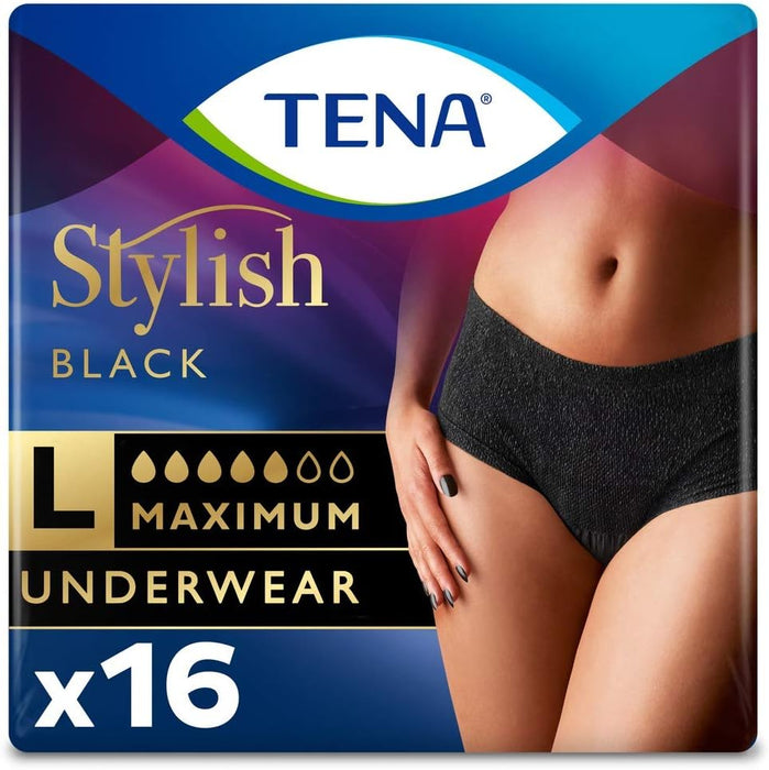 Tena Elegante ropa interior negra máxima absorción, grande, 16 unidades - Quierox - Tienda Online