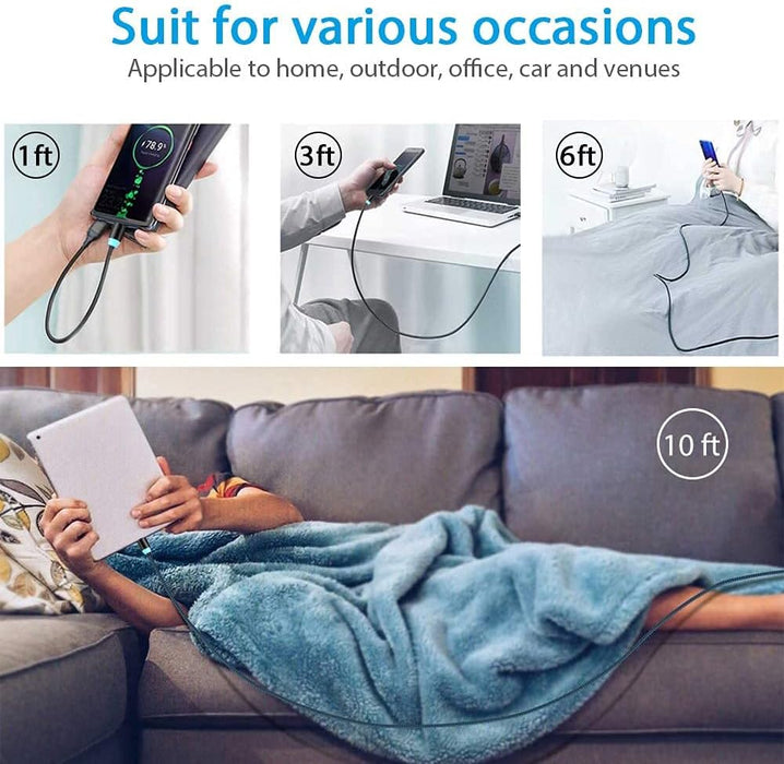 Terasako Paquete de 3 cables de carga magnéticos [1 pie/3/6 pies], cable de carga - Quierox - Tienda Online