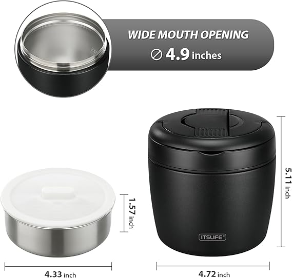 Termo de sopa para comida caliente, contenedor de almuerzo aislado de acero inoxidable de 32 onzas - Quierox - Tienda Online