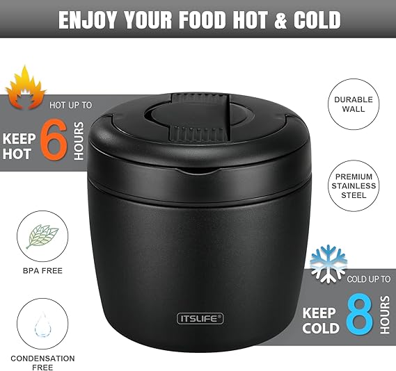 Termo de sopa para comida caliente, contenedor de almuerzo aislado de acero inoxidable de 32 onzas - Quierox - Tienda Online
