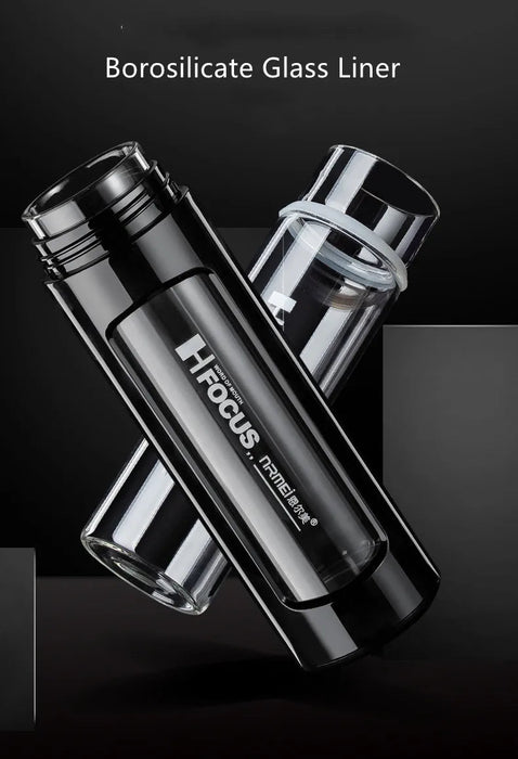 Termo de vidrio 320 ml con tapa y funda de plástico de doble pared - Quierox - Tienda Online