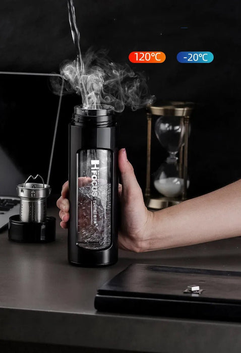 Termo de vidrio 320 ml con tapa y funda de plástico de doble pared - Quierox - Tienda Online