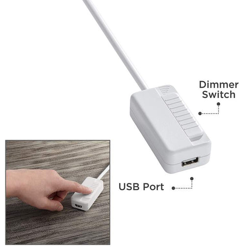 Tesler Regulador de intensidad de sobremesa con acabado blanco para bombillas CFL/LED, enchufable y con puerto USB - Quierox - Tienda Online