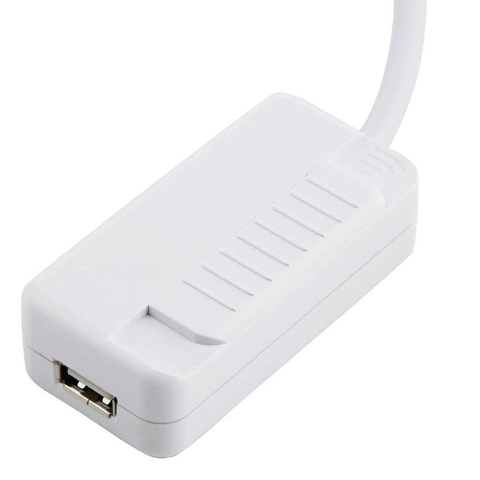 Tesler Regulador de intensidad de sobremesa con acabado blanco para bombillas CFL/LED, enchufable y con puerto USB