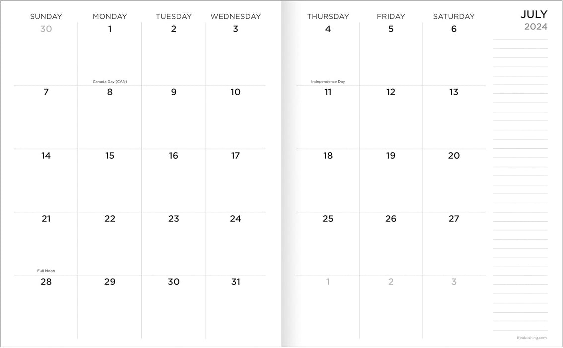 TF PUBLISHING Julio 2024 - Junio 2025 Planificador mensual mediano en rosa y rojo - Quierox - Tienda Online