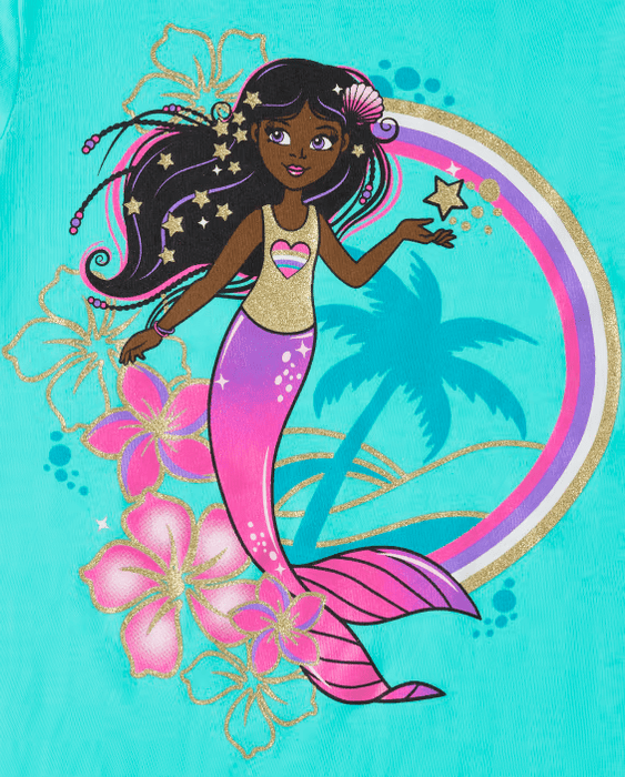 The Children's Place Camiseta con estampado de sirena para niñas - aqua - Quierox - Tienda Online