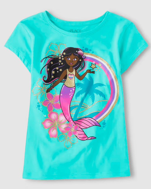 The Children's Place Camiseta con estampado de sirena para niñas - aqua - Quierox - Tienda Online
