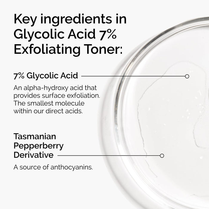 The Ordinary Tónico exfoliante de ácido glicólico al 7%, tóner diario iluminador y suavizante - Quierox - Tienda Online