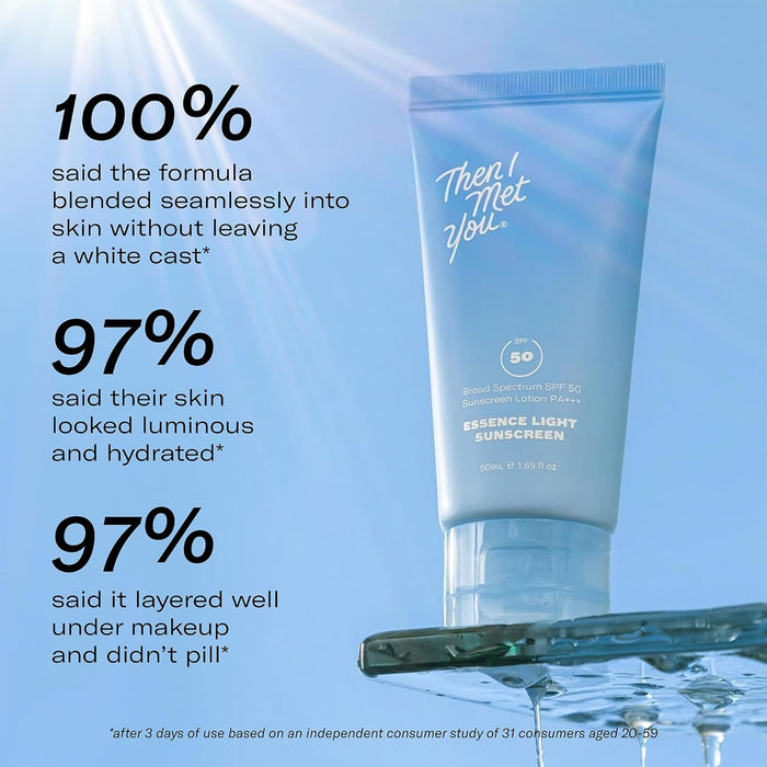 Then I Met You Essence Light Protector solar, loción SPF 50 de amplio espectro PA+++ - Quierox - Tienda Online
