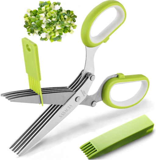 Tijeras de hierbas con 5 cuchillas y kit de limpieza de cocina de acero inoxidable para hierbas - Quierox - Tienda Online